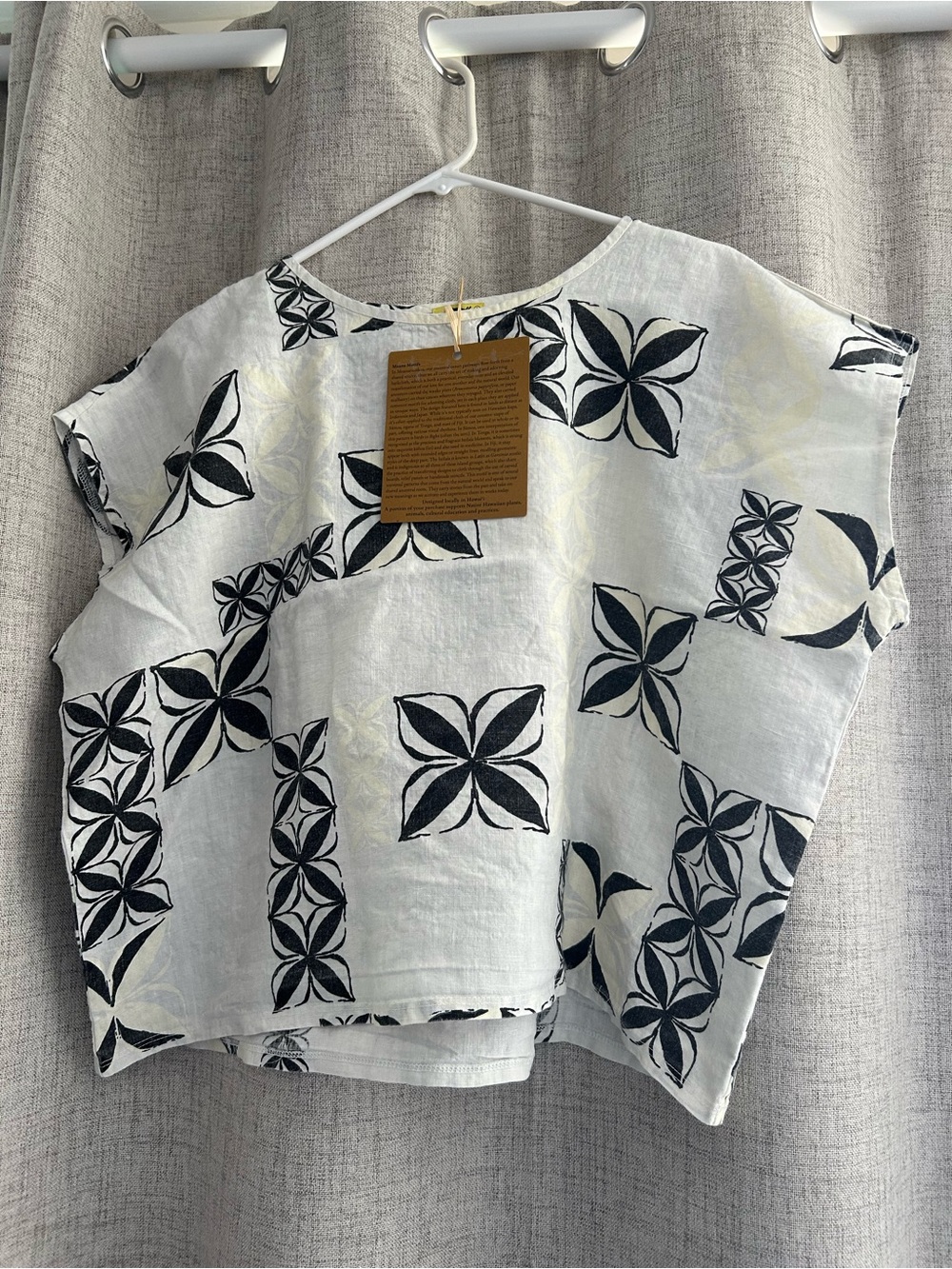 Kealopiko NWT Block Print Linen Top